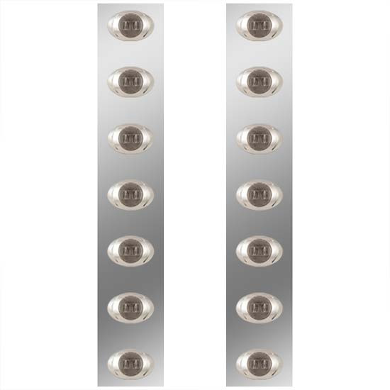 15 Inch Stainless Steel Rear Air Cleaner Panels W/ 14 P3 Red/Smoked LEDs For Kenworth W900B/W900L