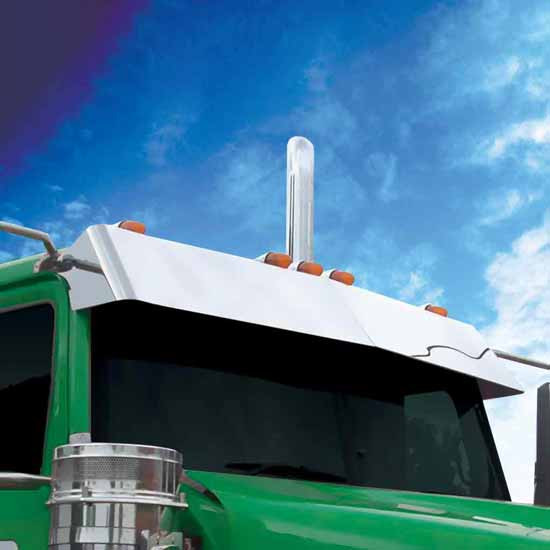 13.5 Inch Stainless Steel Blank Visor For Western Star 4900 Constellation Series W/ Cab Mounted Mirrors