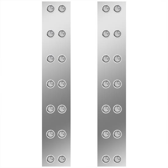 15 Inch Stainless Steel Rear Air Cleaner Panels W/ 28 - 2 Inch Red/Clear LEDs For Kenworth W900B/W900L