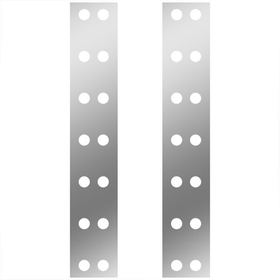 15 Inch Stainless Steel Rear Air Cleaner Panels W/ 28 - 2 Inch Light Holes For Kenworth W900B/W900L