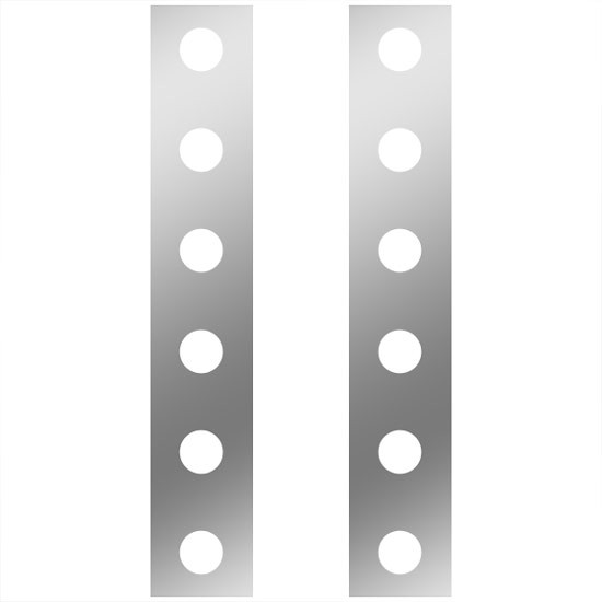 15 Inch Stainless Steel Rear Air Cleaner Panels W/ 12 - 2 Inch Light Holes For Kenworth W900B/W900L