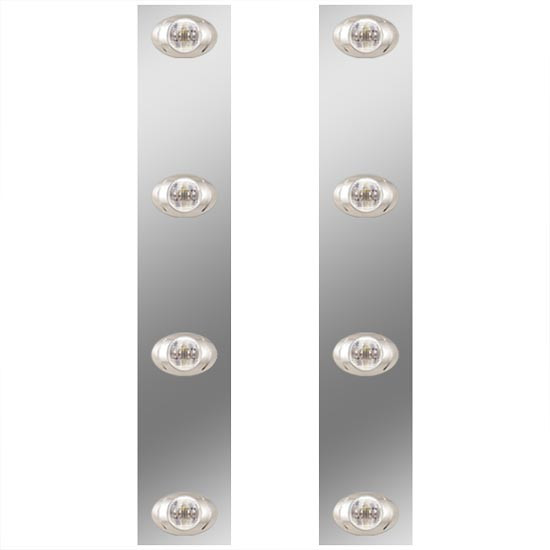 13 Inch Stainless Steel Front Air Cleaner Panels W/ 8 P3 Amber/Clear LEDs For Kenworth T800, W900