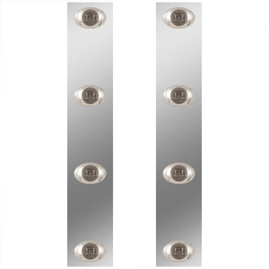 13 Inch Stainless Steel Front Air Cleaner Panels W/ 8 P3 Amber/Smoked LEDs For Kenworth T800, W900