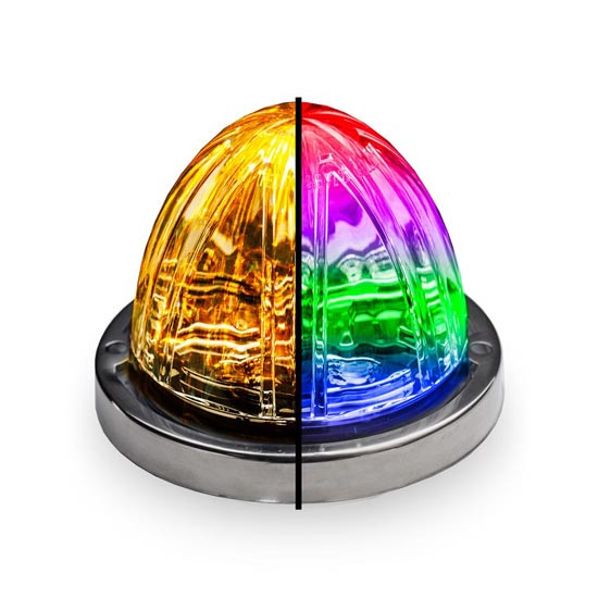 Dual Function Watermelon 3.4 Inch LED Clearance, Marker & Auxiliary Light W/ Clear Lens & LED Color Options