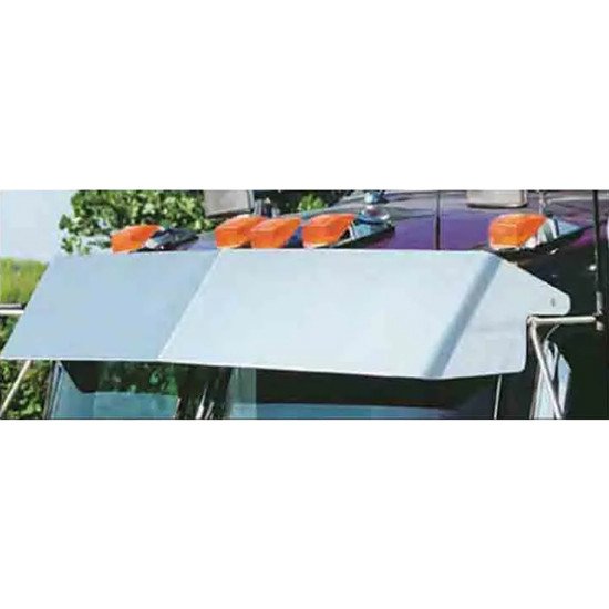 Roadworks 13 Inch Blank Stainless Steel Blind Mount Drop Visor For Kenworth W/ Curved Windshields
