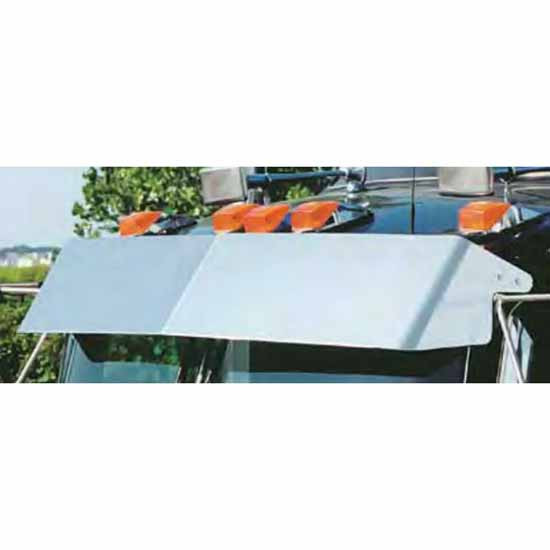 Roadworks Stainless Steel Monster Drop Bowtie Drop Visor W/ Stainless Steel Mirror Brackets For Kenworth W/ Curved Windshields