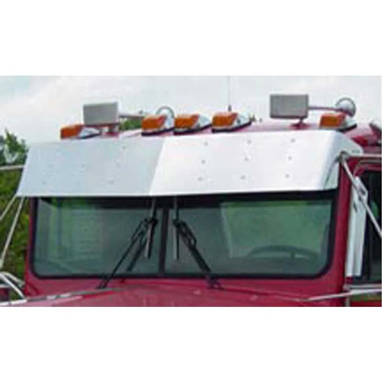 Roadworks 12 Inch Stainless Steel Blank Drop Visor For Kenworth W/ Flat Windshields