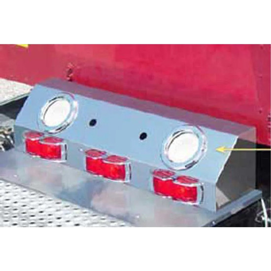 Roadworks Stainless Steel Air Line Box W/ 3 Super 21 Light Holes & 2 Round 4 Inch Light Holes W/O Trailer Harness Connector Holes For International 9900