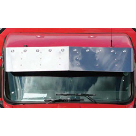 Roadworks 13 Inch Stainless Steel Blind Mount Drop Visor W/ Light Hole Options For Kenworth W/ Curved Windshield