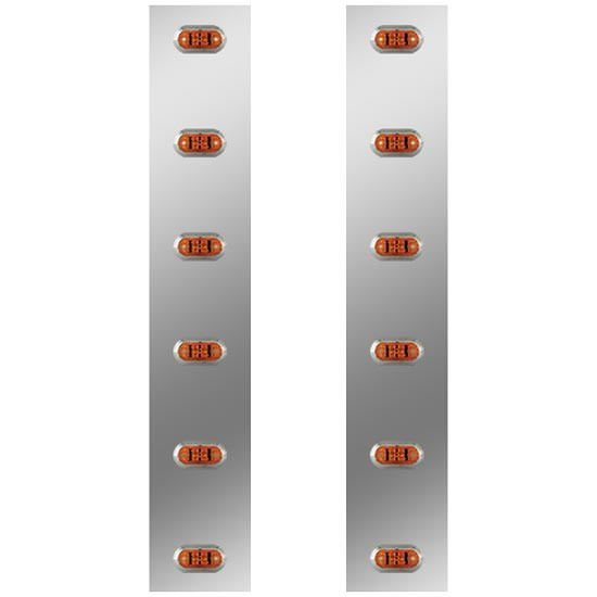 430 S.S. Front Air Cleaner Light Panels W/ 12 Challenger Amber/Amber LEDs For Kenworth T800, W900