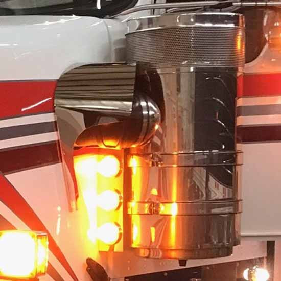 Kenworth W900L Stainless Steel 304 Notched Air Cleaner Hose Guards By CSM