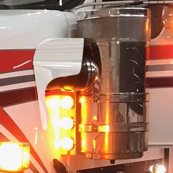 CSM Paintable Aluminum Notched Air Cleaner Hose Guards For Kenworth W900L