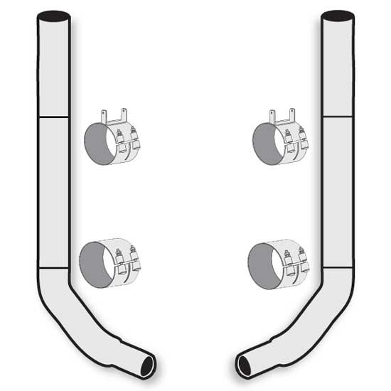 American Eagle 8 X 114 Inch SS Flat Top Exhaust Kit W/ Below The Frame Multibend Elbows For Kenworth T600, T800 & W900L/B Aerocab
