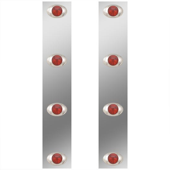 Rear Air Cleaner Panels For 13 Inch Donaldson AC W/ P3 Red LEDs For Kenworth W900B, W900L - Pair
