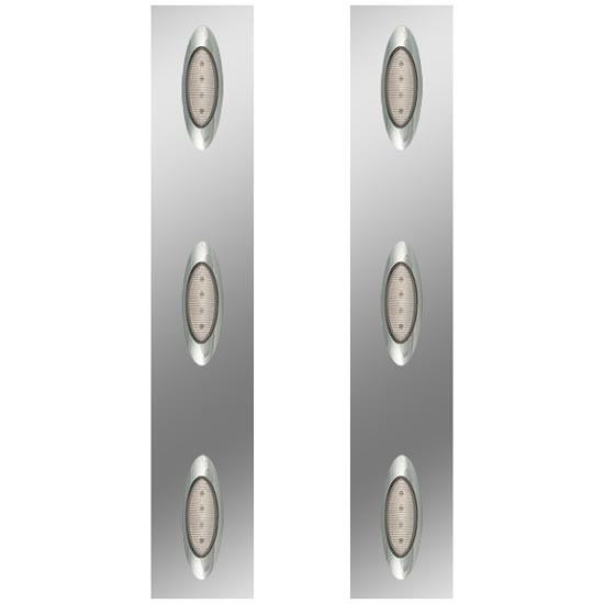 15 Inch Stainless Steel Rear Air Cleaner Panel W/ 6 Red LED Clear Lens M1 Lights For Kenworth W900