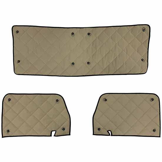 Robert James 3 PC Zeneclipse Blackout Front Window Covers - Black / Khaki For Kenworth T300 1996 - 2008