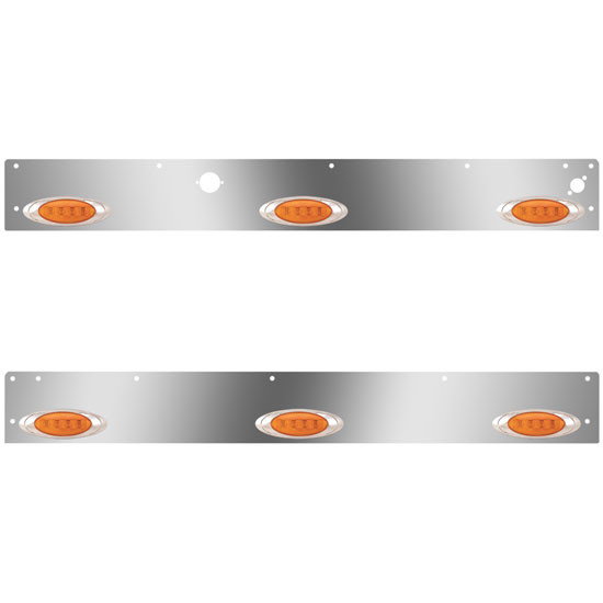 5.25 Inch Stainless Cab Panels W/ 6 P1 Amber/Amber LEDs, Block Heater Plug For Kenworth T800, W900L
