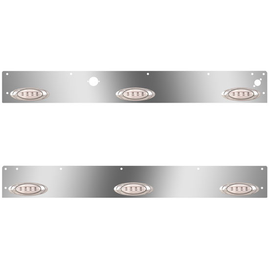 5.25 Inch Stainless Cab Panels W/ 6 P1 Amber/Clear LEDs, Block Heater Plug For Kenworth T800, W900L