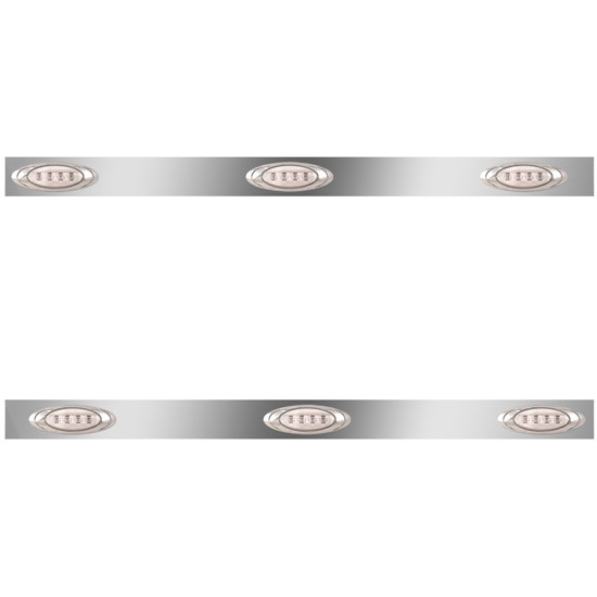 5.25 Inch Stainless Steel Cab Panels W/ 6 P1 Amber/Clear LEDs For Kenworth T800, W900L