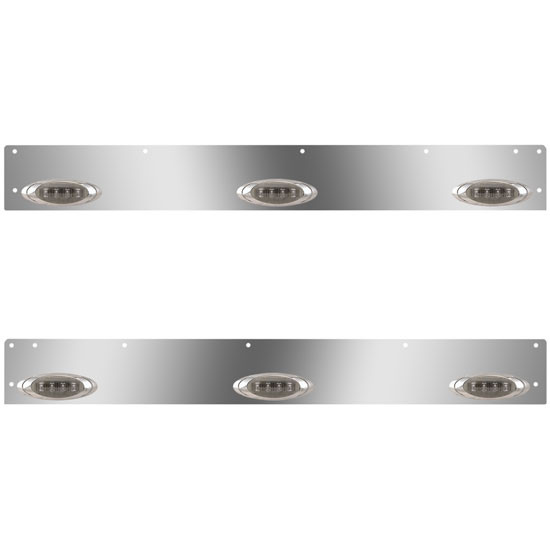Stainless Steel Day Cab Panels W/ 6 P1 Amber/Smoked LEDs For Kenworth T800, W900