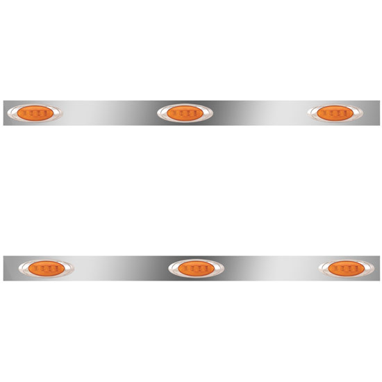 Stainless Steel Day Cab Panels W/ 6 P1 Amber/Amber LEDs For Kenworth W900