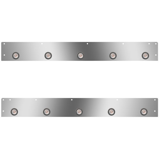 Stainless Steel Cab Panels W/ 10 - 2 Inch Amber/Clear LEDs For Kenworth T800, W900