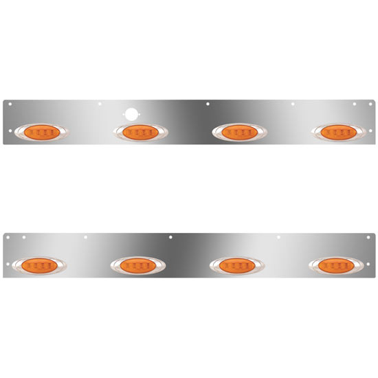 Stainless Steel Cab Panels W/ 8 P1 Amber/Amber LEDs, Block Heater Plug For Kenworth T800, W900