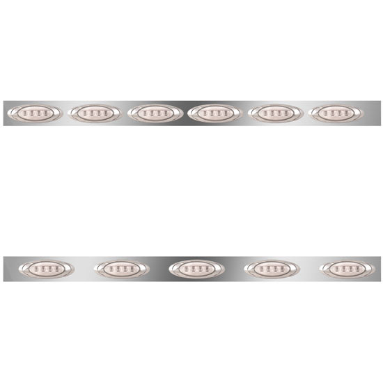 Stainless Steel Cab Panels W/ 11 Total P1 Amber/Clear LEDs For Kenworth W900L Aerocab
