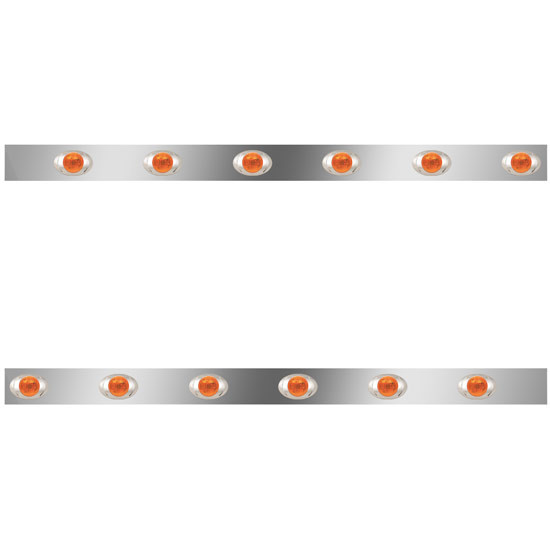 Stainless Steel Cab Panels W/ 12 P3 Amber/Amber LEDs For Kenworth W900L Aerocab
