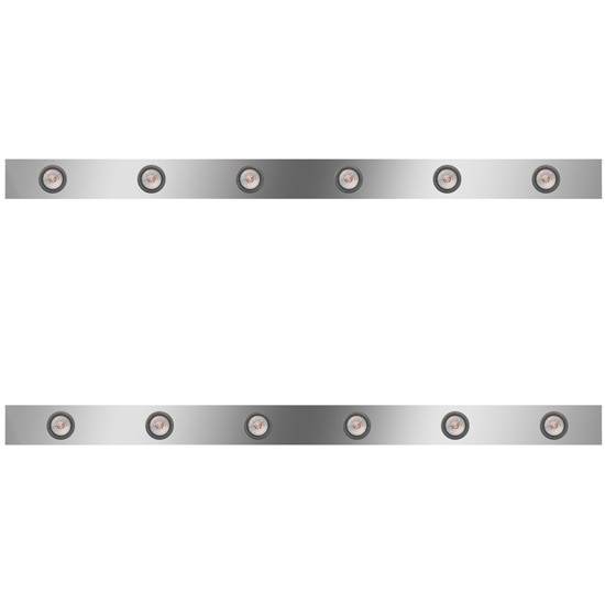 Stainless Steel Cab Panels W/ 12 Round 2 Inch Amber/Clear LEDs For Kenworth W900L Aerocab