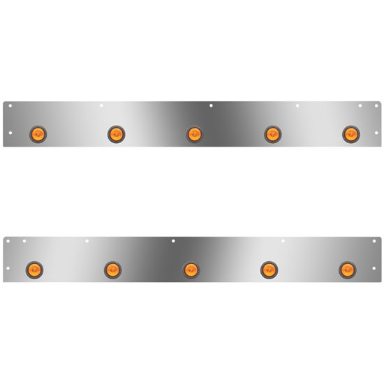 Stainless Steel Day Cab Panels W/ 10 Round 2 Inch Amber/Amber LEDs For Kenworth T800, W900