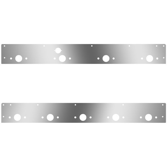 Stainless Steel Day Cab Panels W/ 9 Total P1 Light Holes, Block Heater Plug Hole For Kenworth T800, W900