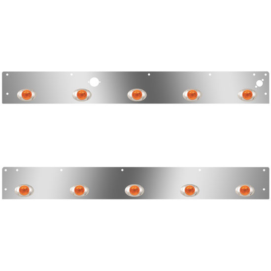 S.S. Day Cab Panels W/ 10 P3 Amber/Amber LEDs, Block Heater Plug Hole, Step Light For Kenworth T800, W900