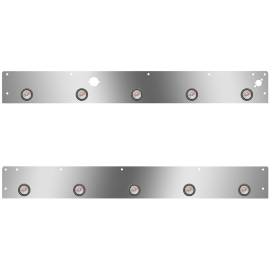 S.S. Day Cab Panels W/ 10 Round 2 Inch Amber/Clear LEDs, Block Heater Plug Hole, Step Light For Kenworth T800, W900