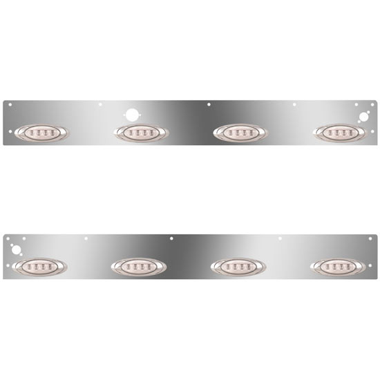 S.S. Day Cab Panels W/ 8 P1 Amber/Clear LEDs, Block Heater Plug Hole, Dual Step Lights For Kenworth T800, W900