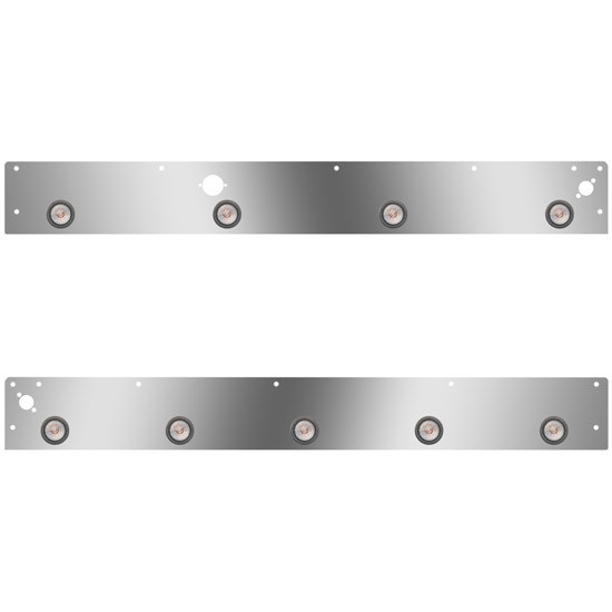 Day Cab Panels W/ 9 Total 2 Inch Amber/Clear LEDs, Block Heater Plug Hole, Dual Step Lights For Kenworth T800 SF