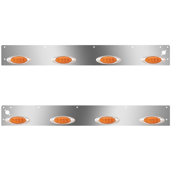 Stainless Steel Day Cab Panels W/ 8 P1 Amber/Amber LEDs, Dual Step Lights For Kenworth T800, W900