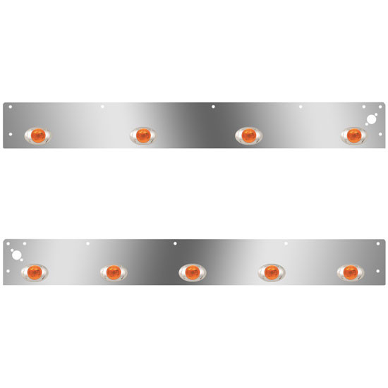Day Cab Panels W/ 9 Total P3 Amber/Amber LEDs, Dual Step Lights For Kenworth T800 Split Fender