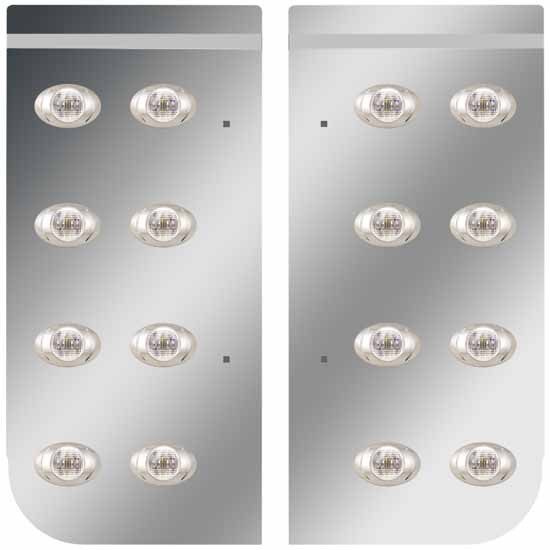Stainless Steel Cowl Panels W/ 16 P3 Amber/Clear LEDs For Kenworth W900B/W900L