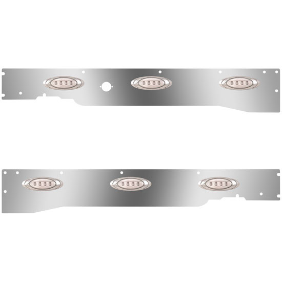 Stainless Steel Cab Panels W/ Block Heater Plug Hole, 6 P1 Amber/Clear LEDs For Kenworth T660 W/ RME