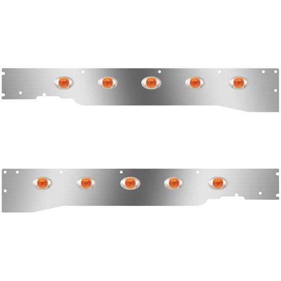 Stainless Steel Cab Panels W/ 10 P3 Amber/Amber LEDs For Kenworth T660 2008 - 2012 W/ RME 2013-2017