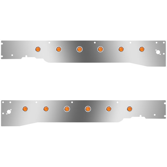 Cab Panels W/ Dual Step Light Holes, 12 - 3/4 Inch Amber/Amber LEDs For Kenworth T660 W/ RME