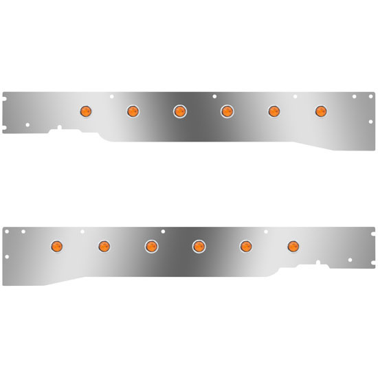 Stainless Steel Cab Panels W/ 12 - 3/4 Inch Amber/Amber LEDs For Kenworth T660 W/ RME