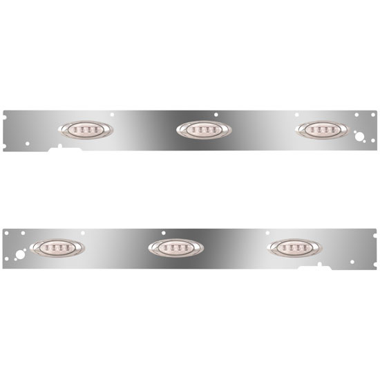 Stainless Steel Cab Panels W/ Dual Step Light Holes, 6 P1 Amber/Clear LEDs For Kenworth T660 W/ CME