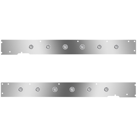 Stainless Steel Cab Panels W/ 12 - 3/4 Inch Amber/Clear LEDs For Kenworth T660 W/ CME 2013-2017