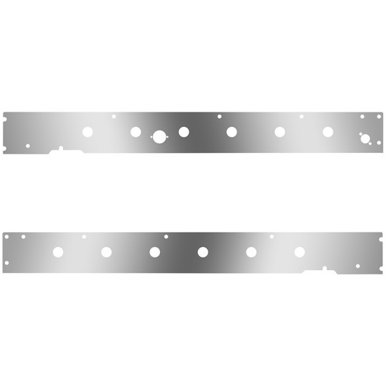 SS 6 3/4 Inch Cab Panels W/ Block Heater Plug, Step Light Hole, 12 - 3/4 Inch Light Holes For Kenworth T660 W/ CME