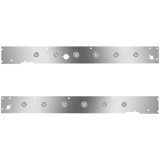 Cab Panels W/ Block Heater Plug, Dual Step Light Holes, 12 - 3/4 Inch Amber/Clear LEDs For Kenworth T660 W/ CME