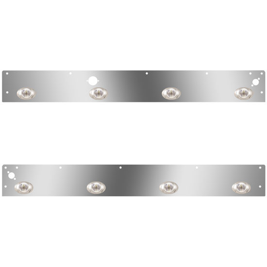 5.25 Inch Cab Panels W/ Block Heater Plug, Dual Step Light Holes, 8 P3 Amber/Amber LEDs For Kenworth W900L