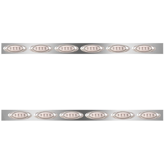3 Inch Stainless Steel Standard Cab Panels W/ 8 P1 Amber/Clear LEDs For Kenworth W900L