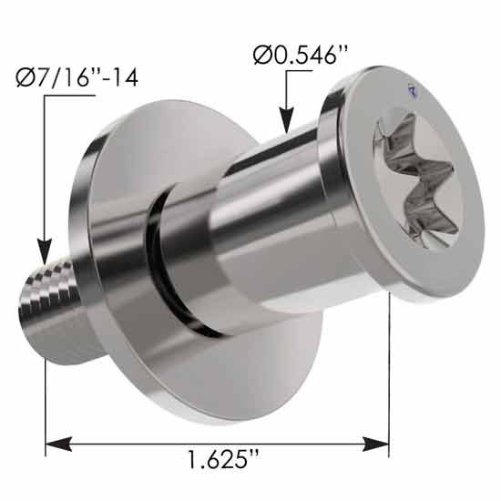 BESTfit Door Striker Bolt 1 5/8 Inch Length W/ 7/16 Inch - 14 Thread For Kenworth T370, T600, T660 & T800